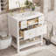 Meuble-lavabo de salle de bain avec lavabo en céramique, 5 tiroirs, structure en bois massif-565782200