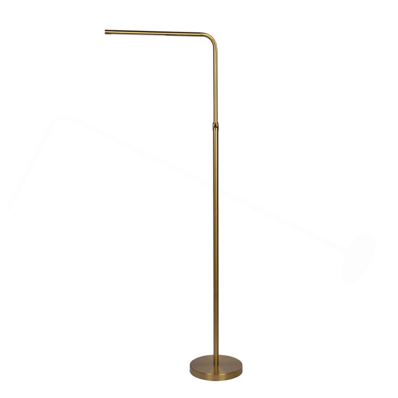 Verve Brassed Gold Floor Lamp With On/Off Switch Adjustable Led Round Base