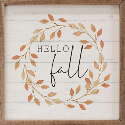 Hello Fall Leaves Wreath Whitewash