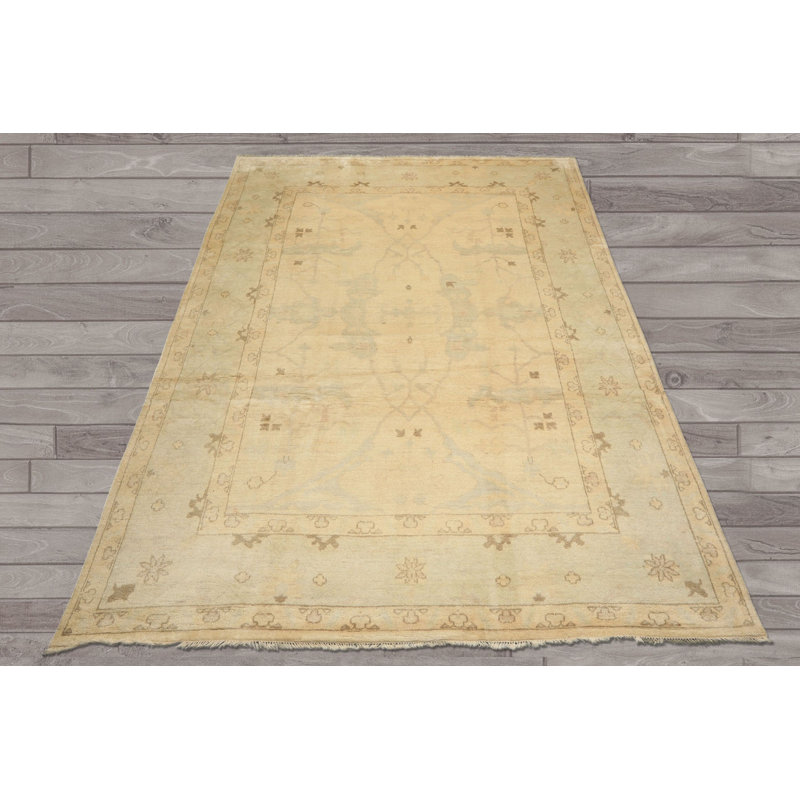 Tapis beige en laine noué à la main 8 pi 10 po x 12 pi 1 po Celadon