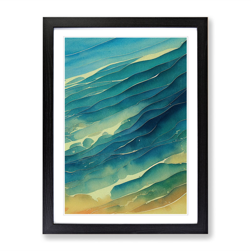Watercolour Ocean Vol.6 1 Piece Single Picture Frame Wall Art, 34cm H x 25cm W x 2cm D, Black