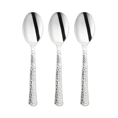 Cuillères en plastique martelé argent brillant métallique