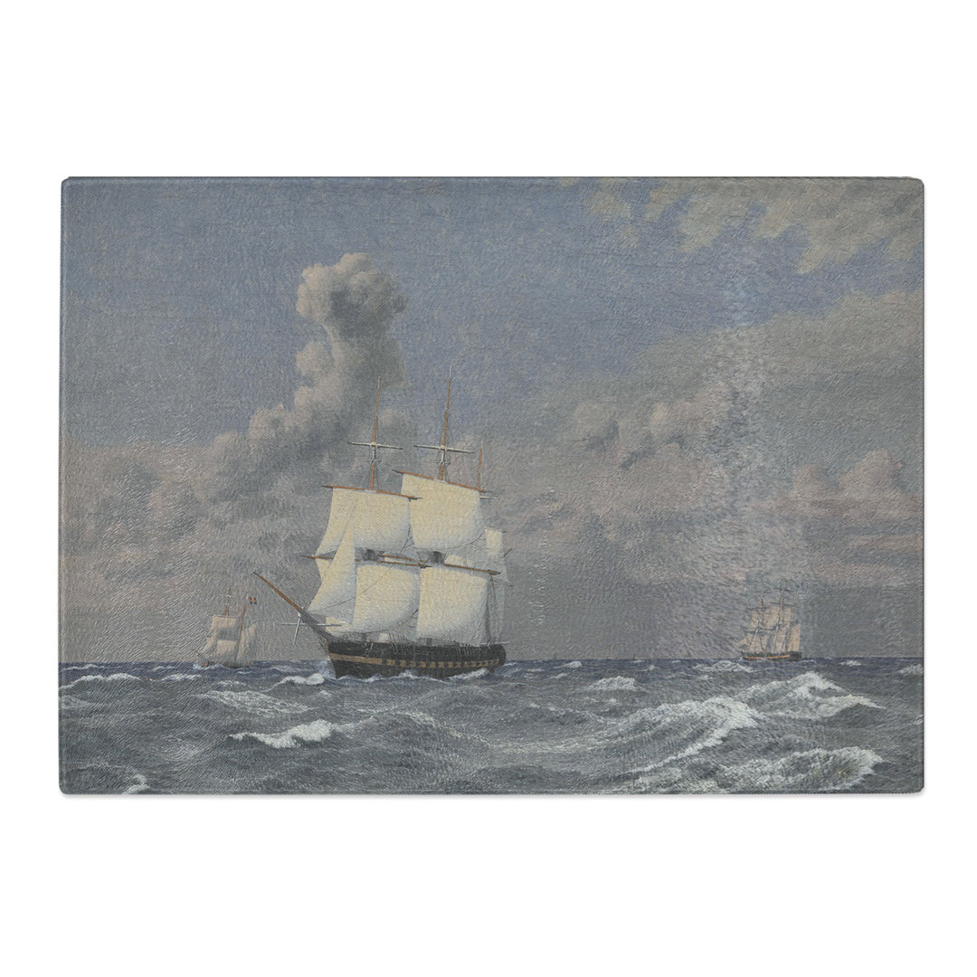 A Frigate Ship by Christoffer Wilhelm Eckersberg Chopping Board
