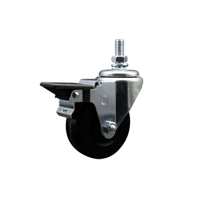 3.5 Inch_Phenolic ½ Inch Threaded Stem Caster with Brake