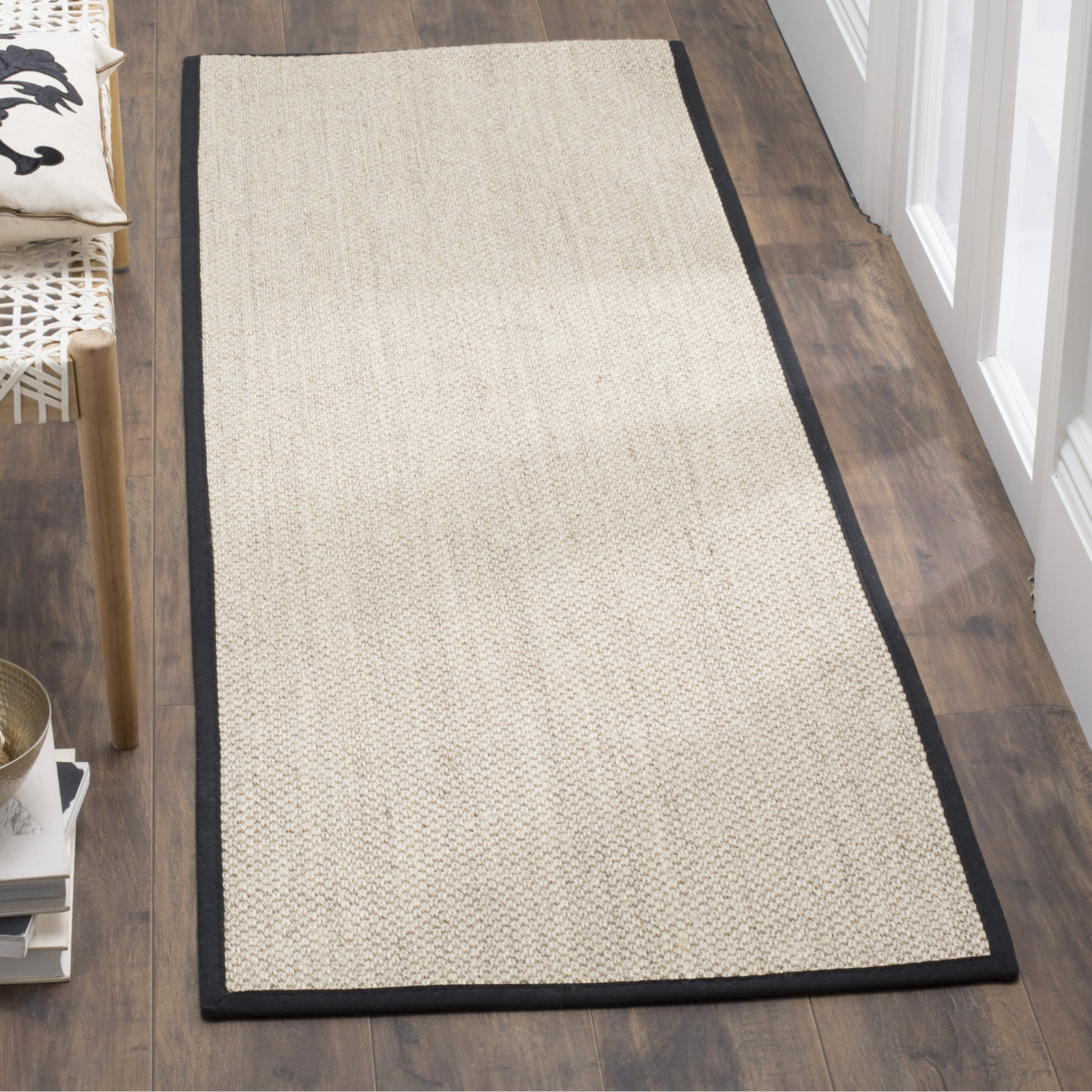 Torbin Marble Black Jute Rug, Runner 2'6" x 10'