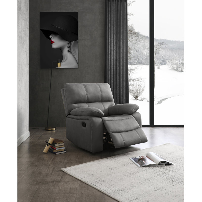 Fleuriane Upholstered Recliner, Gray Microfabric