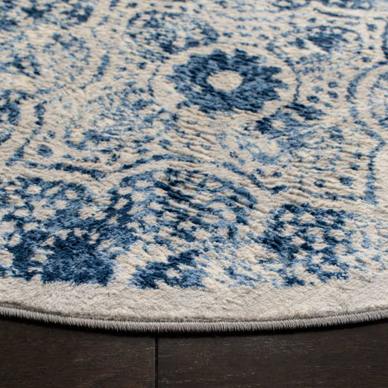 Tapis crème / bleu Martha Stewart, Rond 6 pi 7 po