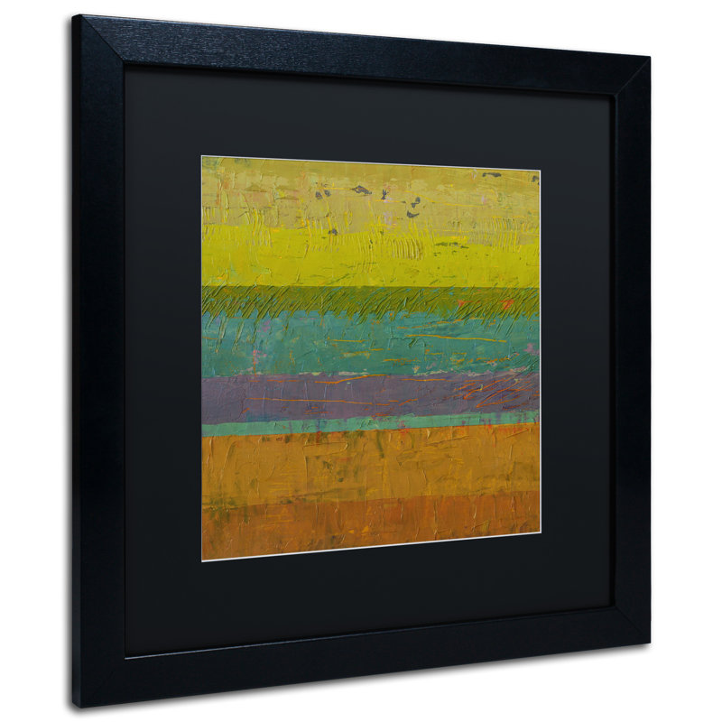 " Chartreuse Line " by Michelle Calkins, 16" H x 16" W x 0.5" D, Black