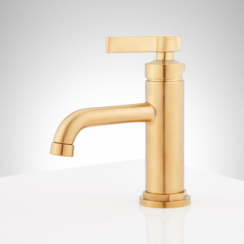 Greyfield 1.2 GPM Single Hole Bathroom Faucet with Metal Lever Handle and Pop-Up Drain Assembly, Brushed Gold