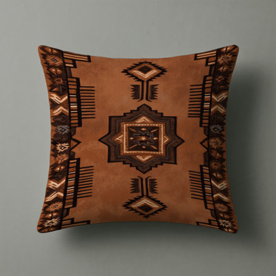 Rustic Leather Look Southwestern Cowboy Inspired Indoor and Outdoor Throw Pillow