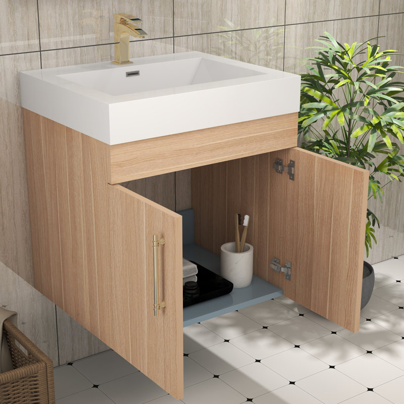 Ensemble de meuble-lavabo simple 23,6 po, Chêne champagne