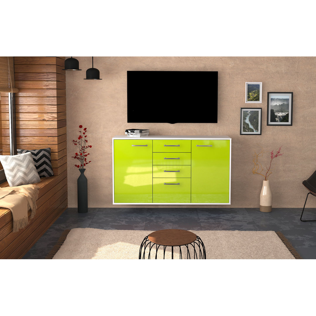 Sideboard Sioux Falls, Farbe: Weiß/Anthrazit, Fliegend/Metallgriffe, Größe: 136x79x35cm