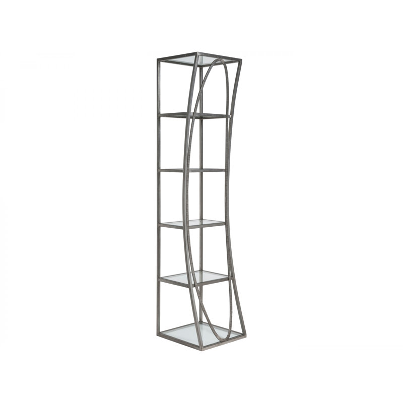 Metal Designs Ellipse Etagere, (5 Shelves) 80" H x 18" W x 19" D, Silver Leaf