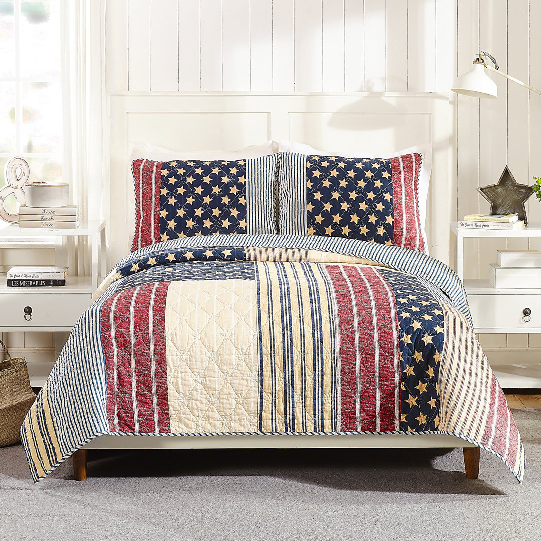 Americana 100% Cotton Patchwork Quilt Set Modern Heirloom 