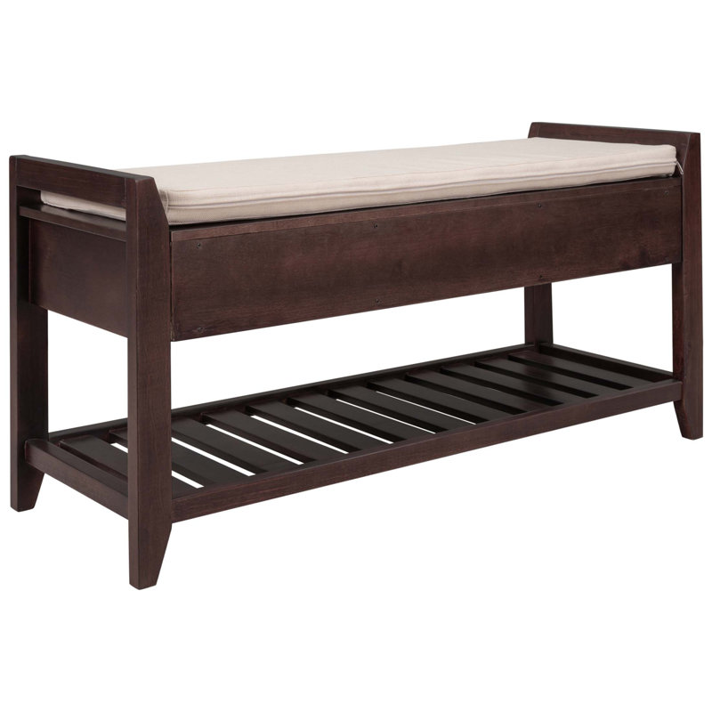 Multipurpose Entryway Storage Bench With Cushioned Seat And Drawers, Ideal For Family Use And Organized Living, Espresso