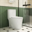 Toilette monobloc allongée au sol 1,1 / 1,6 GPF, certifiée CUPC, certifié Watersense, céramique, couleur blanche, siège à fermeture en douceur