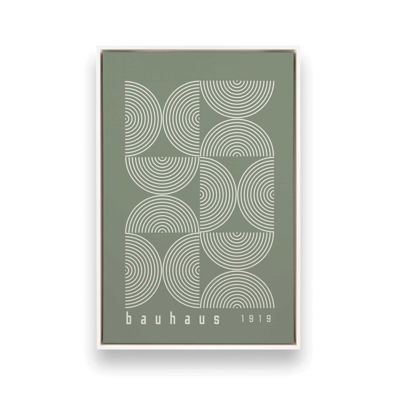 Affiche de composition Bauhaus, Cadre flottant blanc opaque, Vert, H 30,75 po x l 20,75 po
