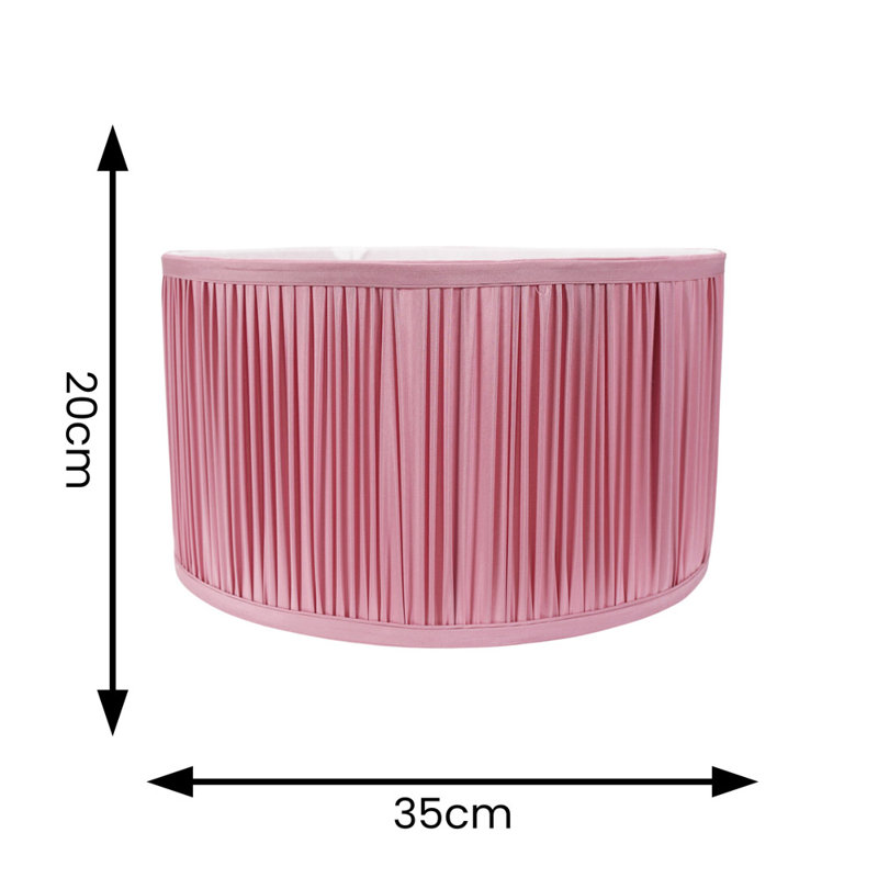20cm H Silk Drum Lamp Shade ( Slip-On ), Pink, 20cm H x 35cm W x 35cm D