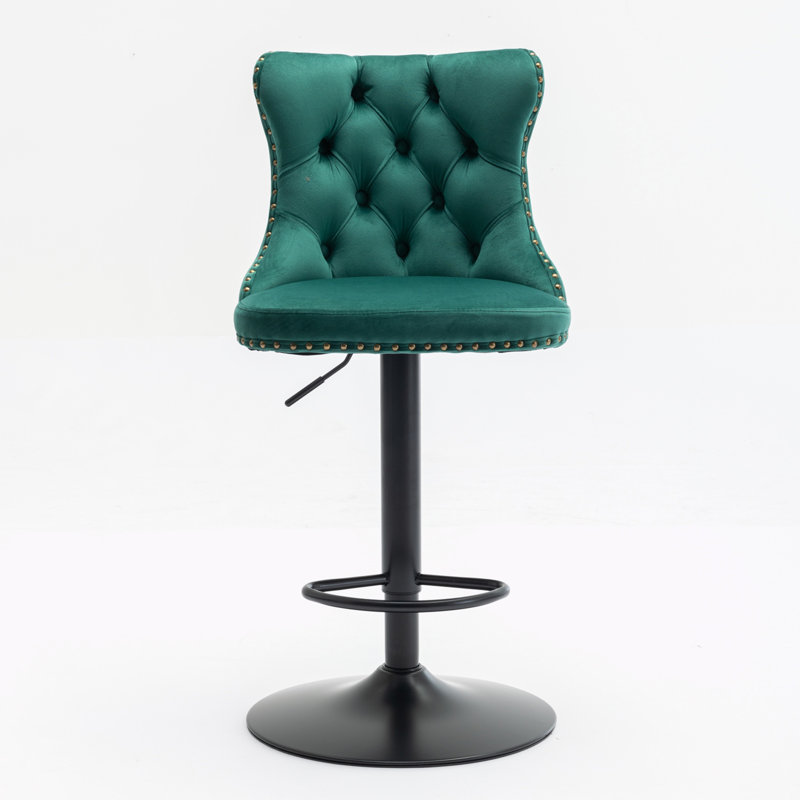 Divonte Swivel Upholstered Adjustable Height Counter Stool, Green