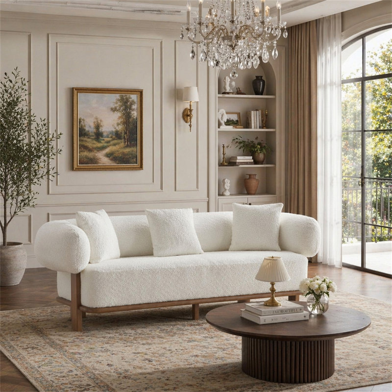 Canapé à accoudoirs arrondis, Beige