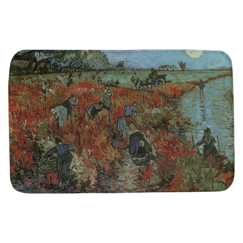 Tapis de salle de bain vineyard Kinsey, l 21 po x L 34 po, Rouge / bleu / ciel