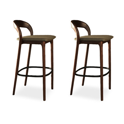 Modern And Simple Solid Wood Ash High-Legged Backrest Bar Stools
