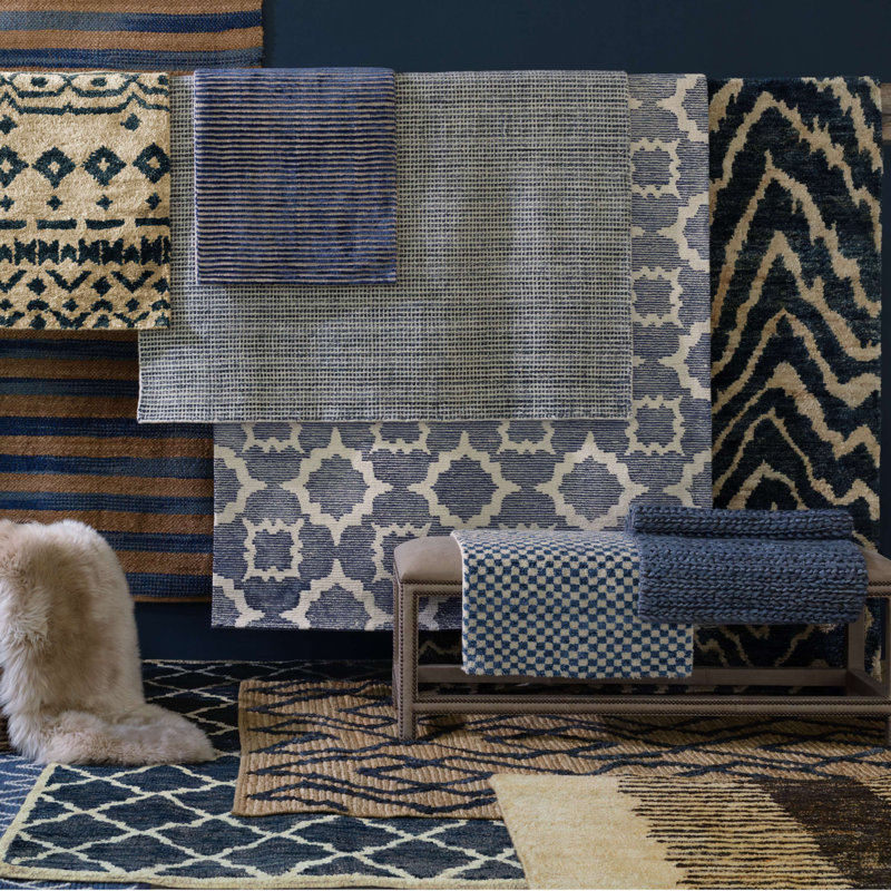 Marco Navy Jute Soumak Handwoven Rug, Rectangle 3' x 5'