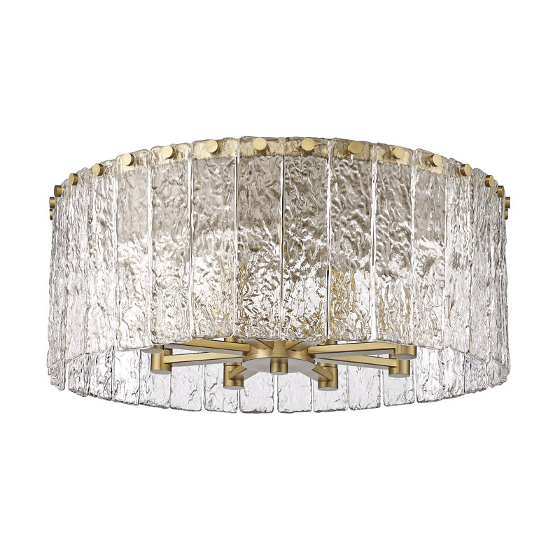 Raeeyan Glass Flush Mount, Modern Gold