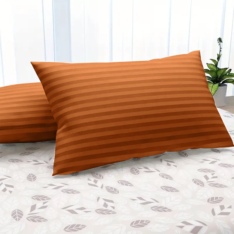 Aspire Homeware Ultra Soft & Breathable Microfiber Striped Pillowcase (Pack Of 2), Rust