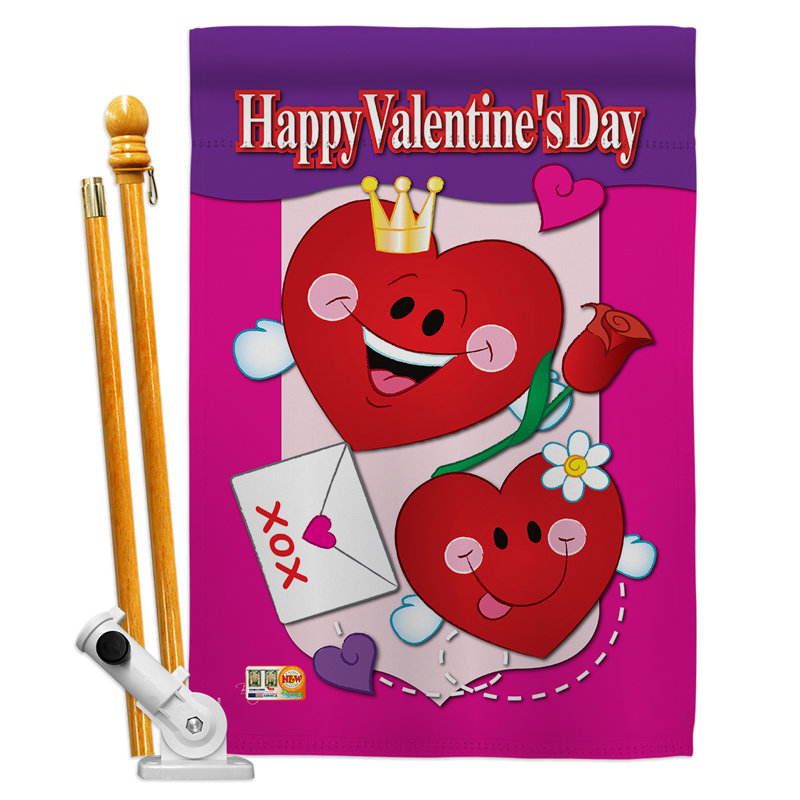 En polyester 40 x 28 po. joyeuse st-valentin ensemble de drapeau