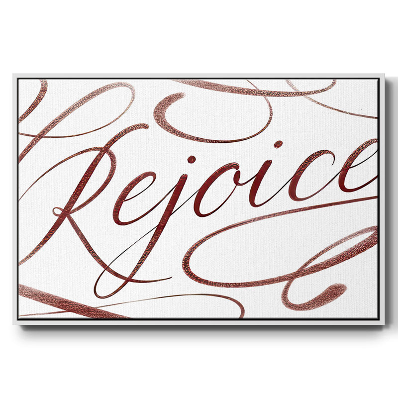 Rejoice, reproduction d'art sur toile, H 17 po x l 25 po x P 1,5 po, Rouge, Cadre blanc