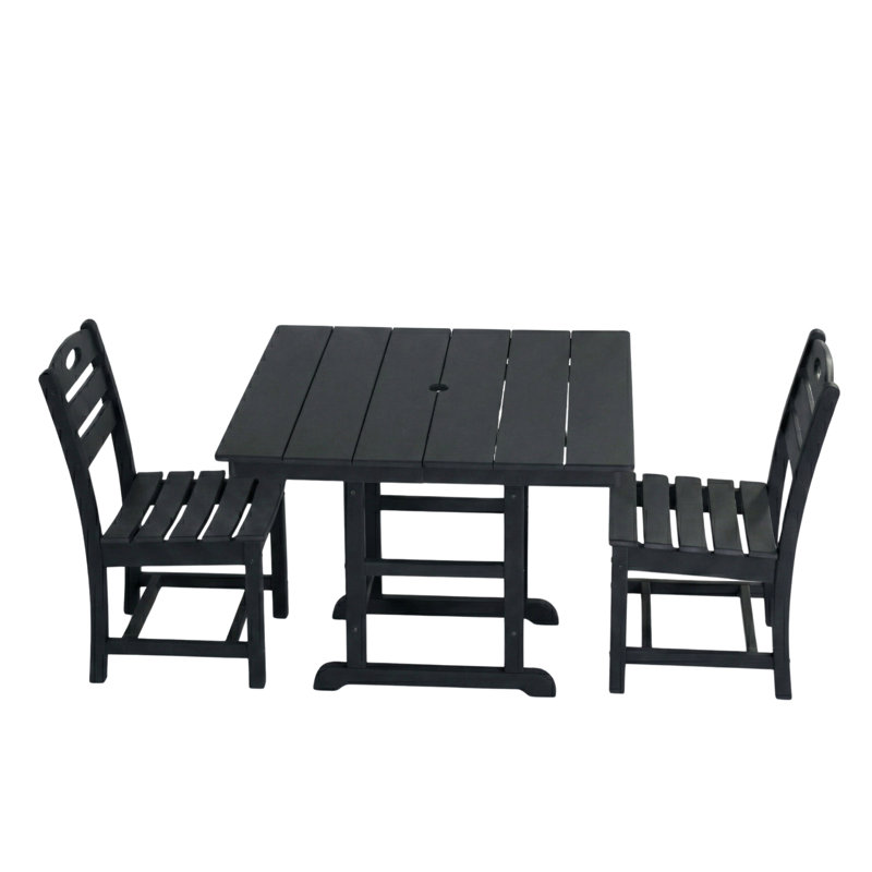 Ensemble bistro 3 pièces noir Hdpe, Noir