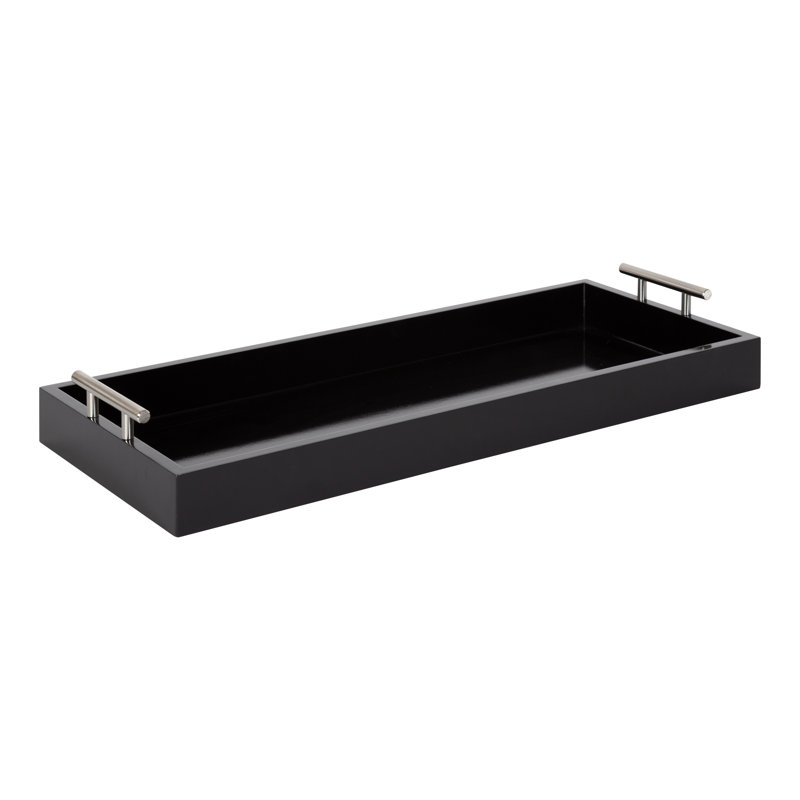 Plateau de repose-pieds / table basse Norvan, Noir / argenté