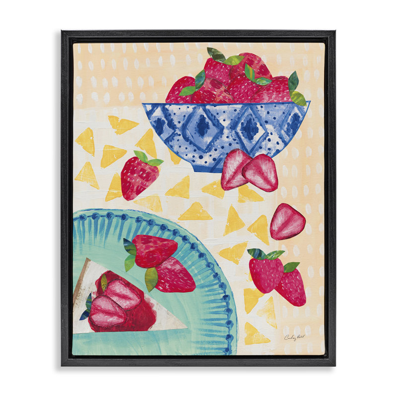 "Strawberry Dessert", art mural sur toile flottante encadrée par Courtney Prahl, H 21 po x l 17 po