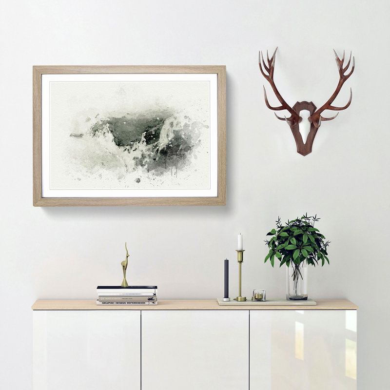 The Jurassic Coast in England in Abstract - Picture Frame Painting Print, Oak Framed, 62cm H x 87cm W x 2cm D