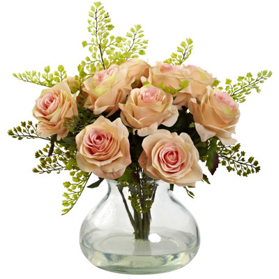 Rose and Maiden Hair Arrangement with Vase