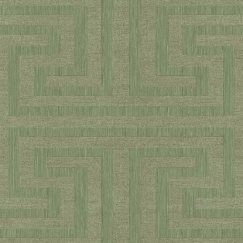 Synergy Geometric Maze Wallpaper Roll, Green