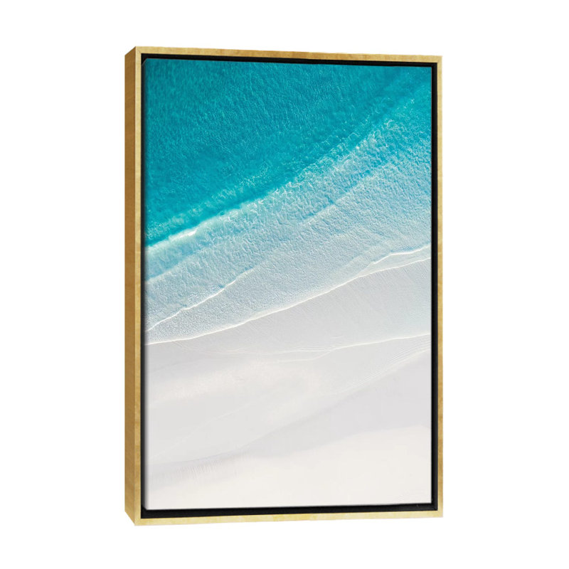 «Ocean Split III» par Jaxon Roberts - reproduction d'art, H 26 po x l 18 po x 1,5 po, Toile encadrée d'or, Pas de tapis