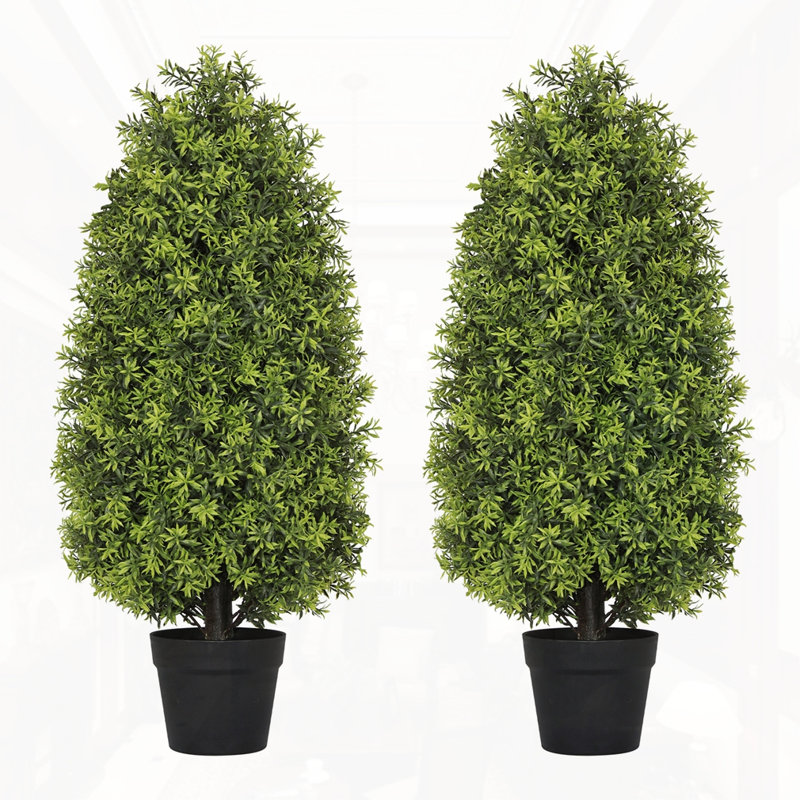 35.4" Artificial Boxwood Cone Tree 2pcs/set