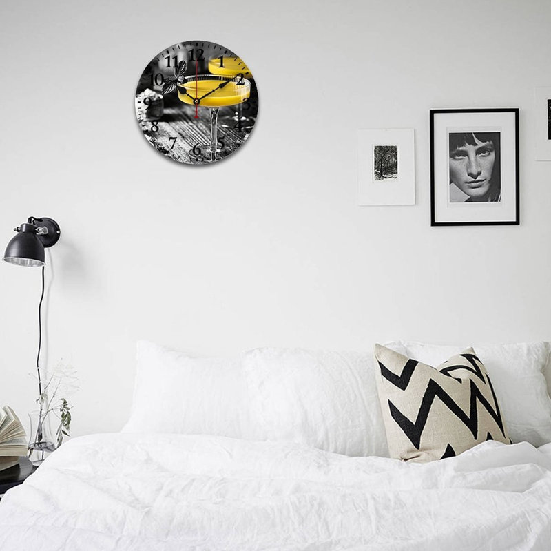 Décoration murale cocktail jaune, 12 po x 12 po