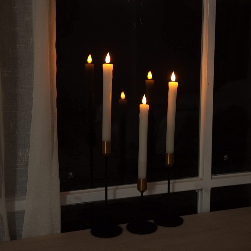 Unscented Flameless Taper Candle, Ivory