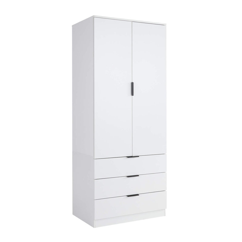 Phoenix 2 Door 3 Drawer Hanging Rail Bedroom Storage Wardrobe, White
