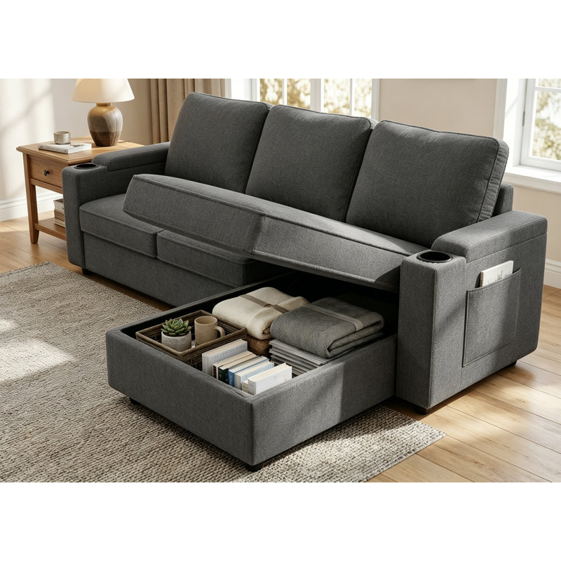 3 Seater Sofa Bed, Grey