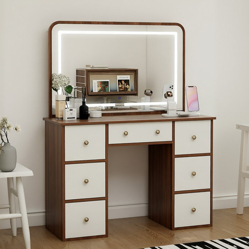 Meuble-lavabo avec miroir DEL et prises de courant intégrées Naruin