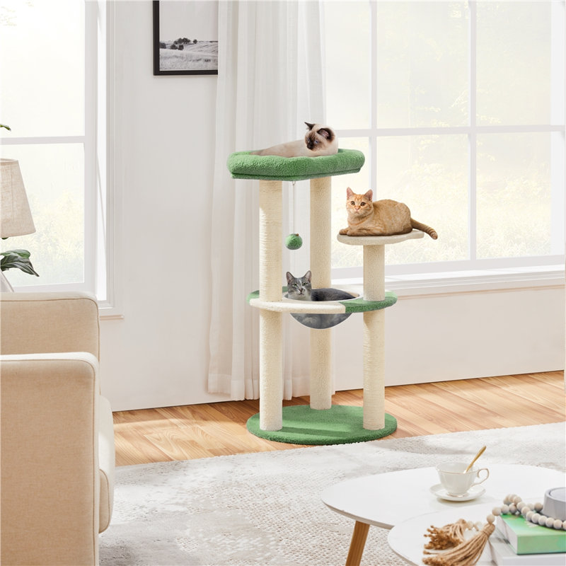 90cm H Cat Tree, Army Green/Beige