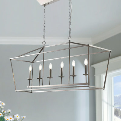 Lustre linéaire à 6 lumières en acier à intensité variable avec plafond incliné Callie L 49 po