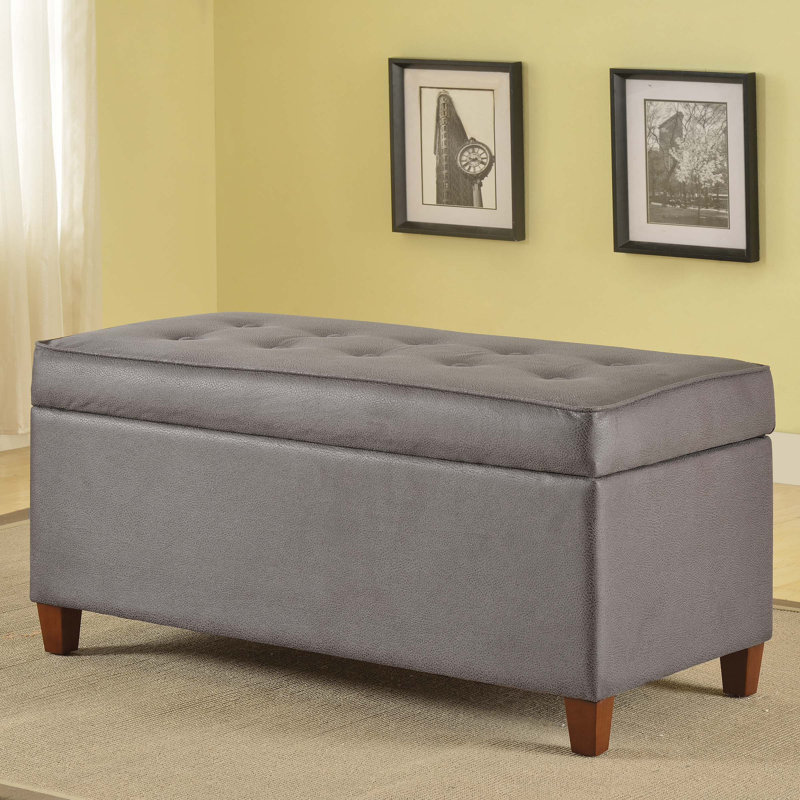 Aleise Faux Leather Upholstered Storage Bench, Lush Slate