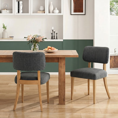 Ensemble de 2 chaises de salle à manger en bois, chaise de salle à manger rembourrée en tissu moderne, chaise de salle à manger de style maison de campagne