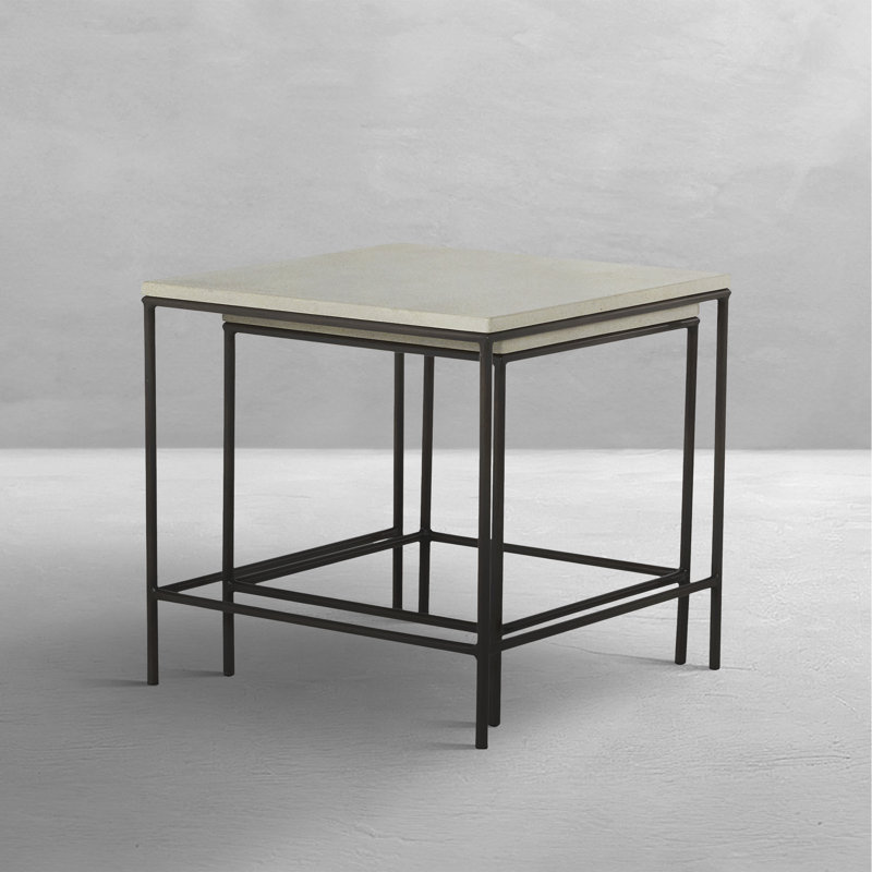 Abby Nesting Tables - Charcoal/TravertIne, Slate Gray/Travertine