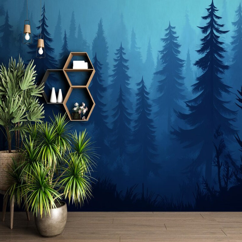 Misty Midnight Blue Forest, 108" L x 192" W